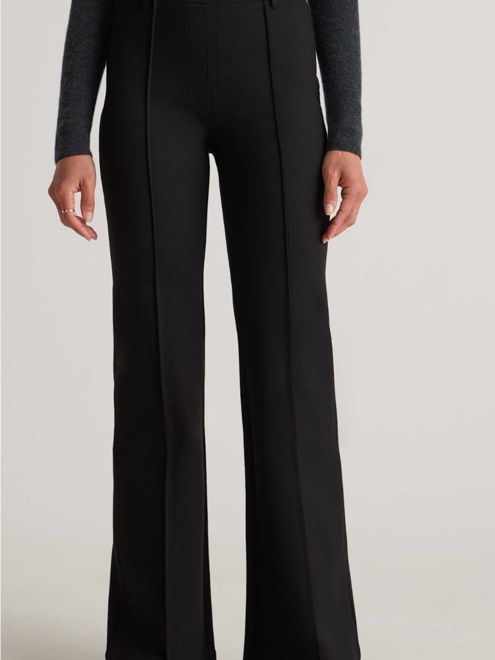 Quince Navy Blue pull-on stretch Boot-Cut Dress Pants